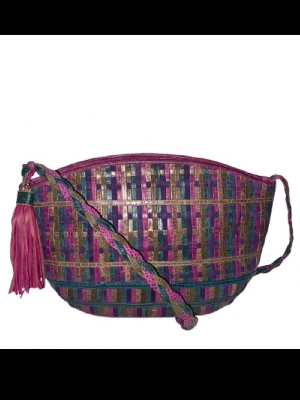 Sharif Multicolor Woven Leather Shoulder Bag